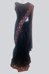 Dazzling Georgette Sequins Saree with Exquisite Embroidery