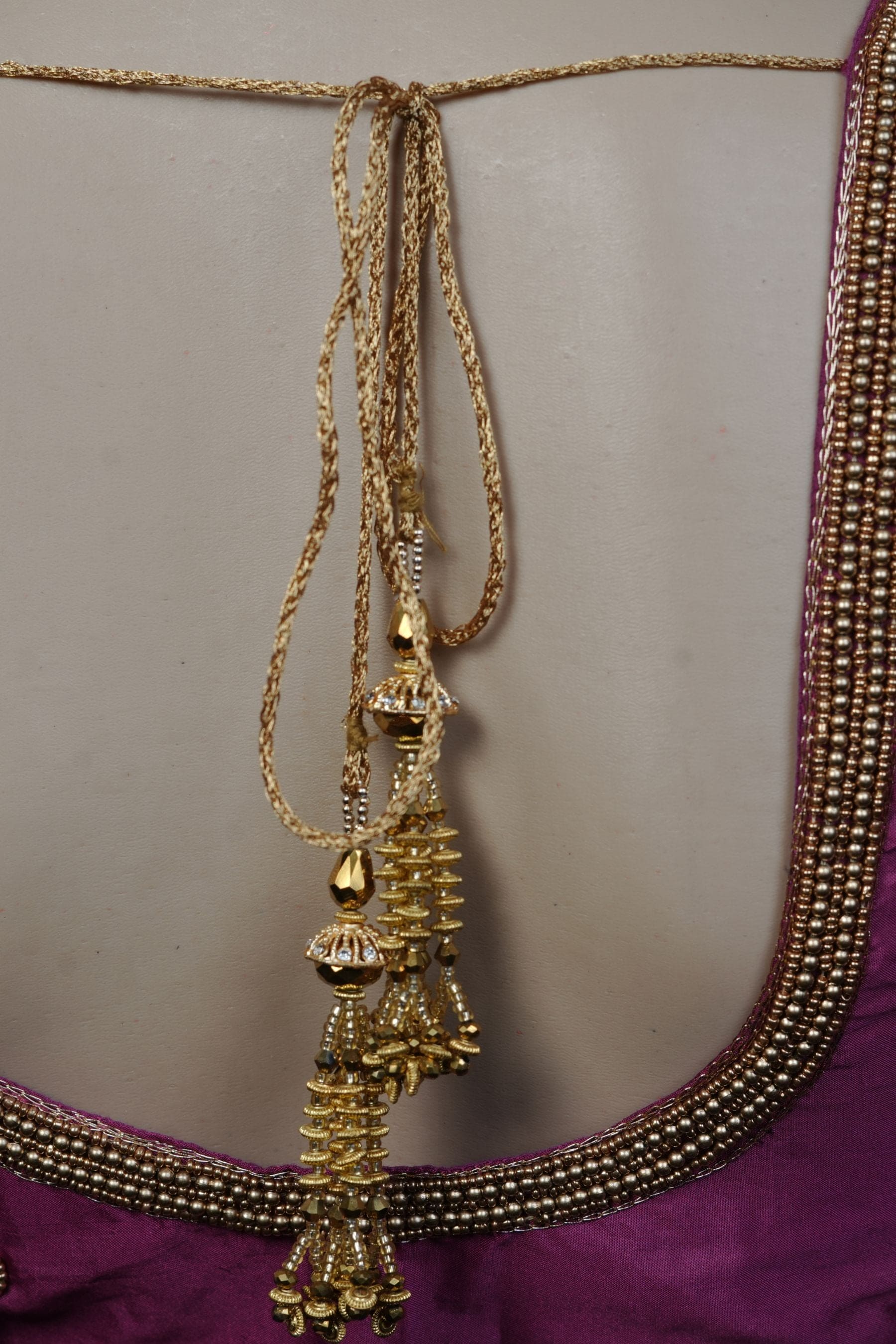 Exquisite Bridal Blouse with Heavy Maggam Work and Fancy Tassels Blouse JCS Fashions
