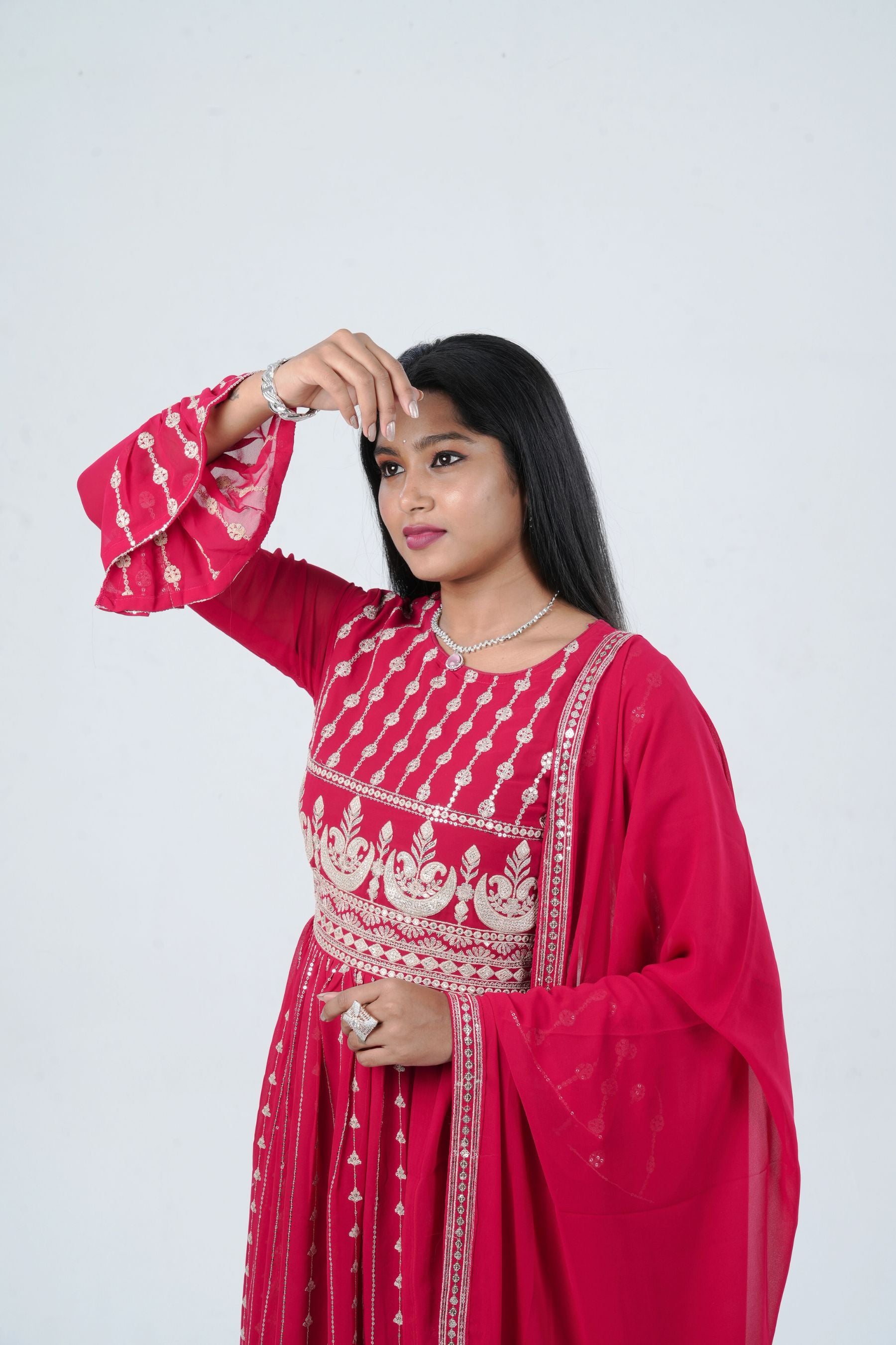 Divine Embroidered Real Georgette Kurti Top by JCS Fashions KURTI JCS Fashions