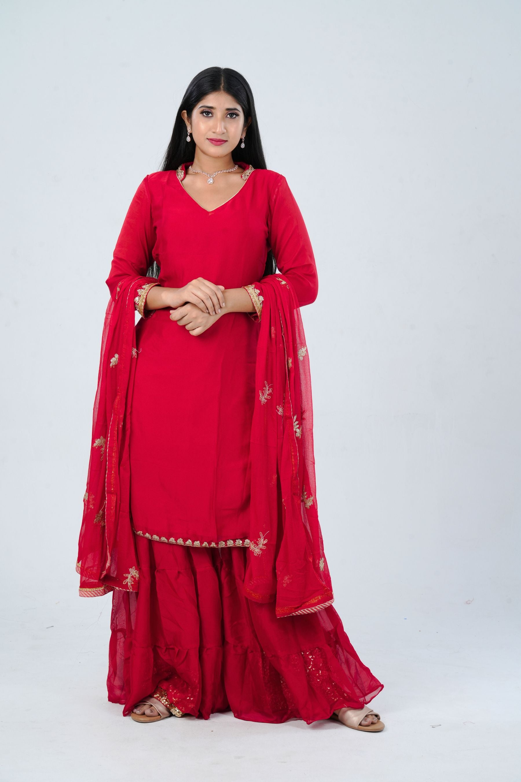 Enchanted Georgette Sharara Suit with Rich Embroidery and Sequin Details KURTI JCS Fashions