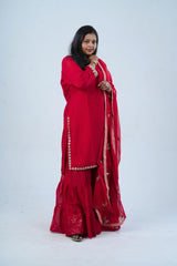 Plus Size: Georgette Sharara Suit: Embroidered Elegance with Sequin