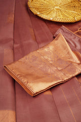 Brown Triple Warp Silk Saree with Box Butties &Grand - View 9 - JCS Fashions