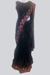 Dazzling Georgette Sequins Saree with Exquisite Embroidery
