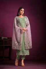 Embroidered Chinnon Salwar Kurti Set: Elegant Sequin Work, Soft Fabric
