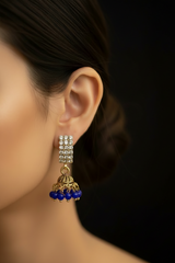 Maroon Gold Look Crystal Stud Jhumka Earrings