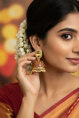 Peach Kundan Jhumka Earrings With stones. Multiple
