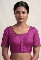 Pink Aari Work Silk Blouse - Bridal Designer