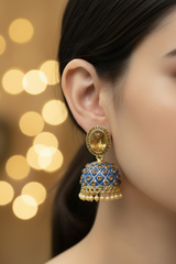 Peach Kundan Jhumka Earrings With stones. Multiple