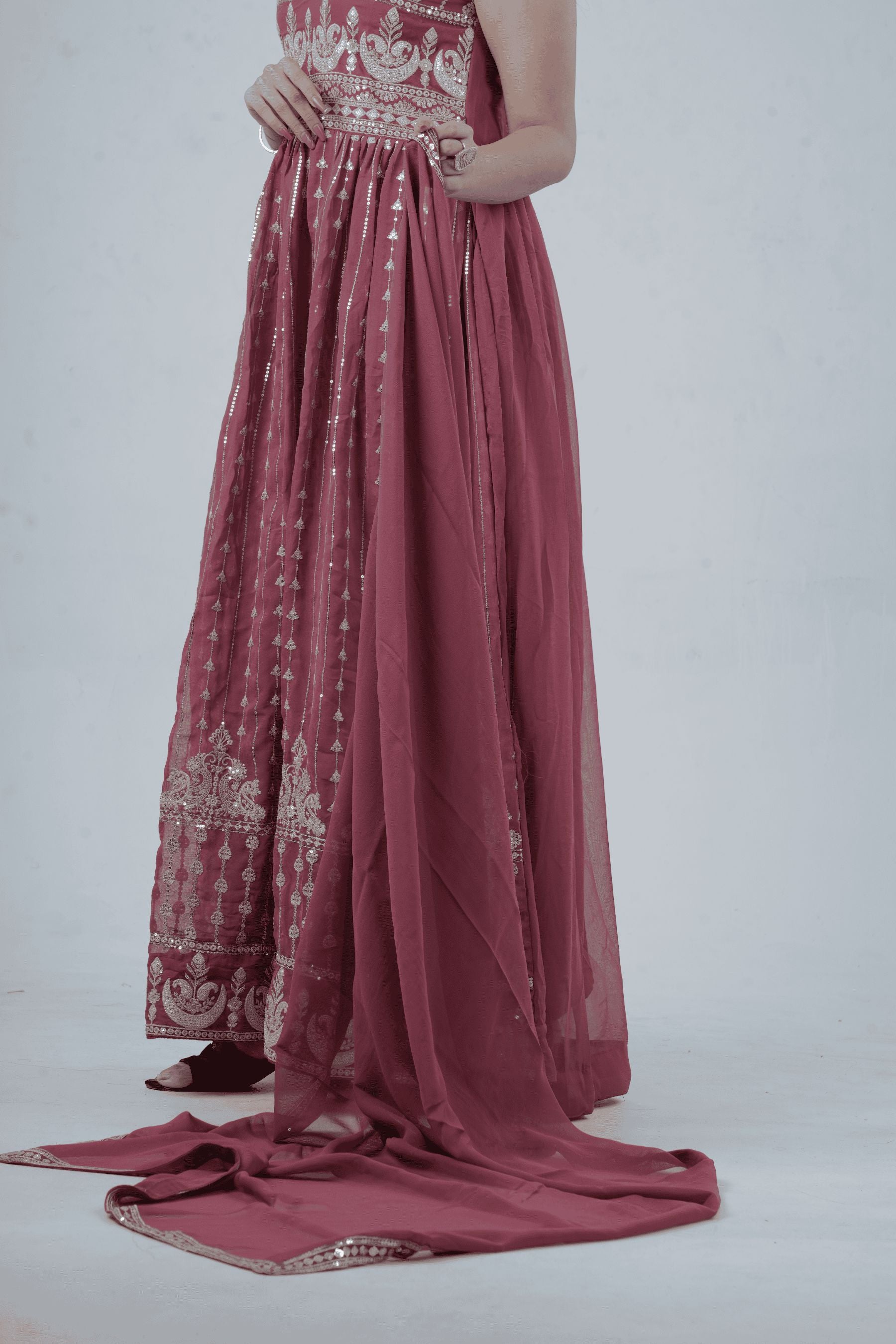 Versatile Georgette Embroidered Umbrella Cut Kurti KURTI JCS Fashions