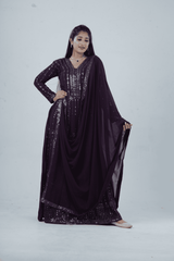 Luxurious Embroidered  Georgette Kurti Gown with Sequin Accents