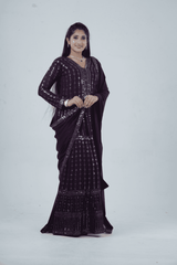 Luxurious Embroidered  Georgette Kurti Gown with Sequin Accents