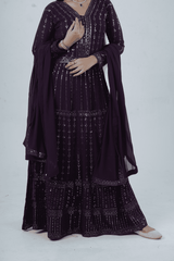 Luxurious Embroidered  Georgette Kurti Gown with Sequin Accents