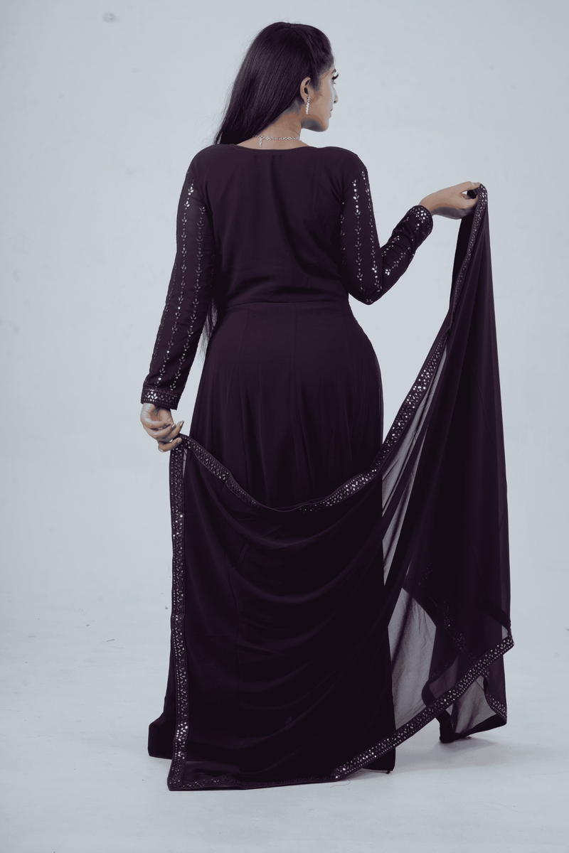 Luxurious Embroidered  Georgette Kurti Gown with Sequin Accents