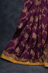 Elegant Festival Saree with Rich Zari Weaves & Trendy Wine Color