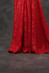 Luxurious Sequins Georgette Saree & Blouse - Party Wear