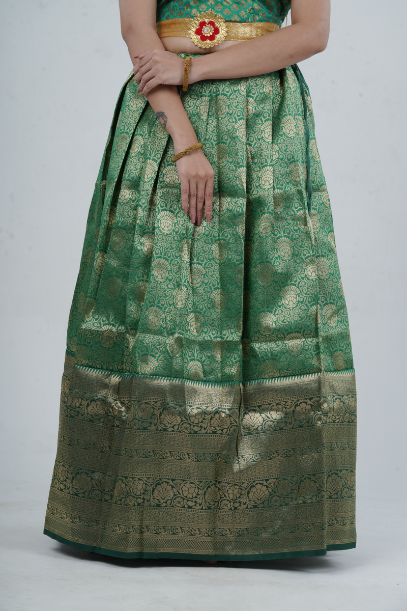 Luxurious Kanchipuram Silk Zari Lehenga Set with Detachable Hip Belt