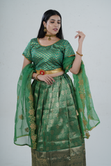 Luxurious Kanchipuram Silk Zari Lehenga Set with Detachable Hip Belt