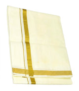 Light Gold Tissue Dhoti for Men with 1-inch Zari Border, 2 Metre Single Veshti