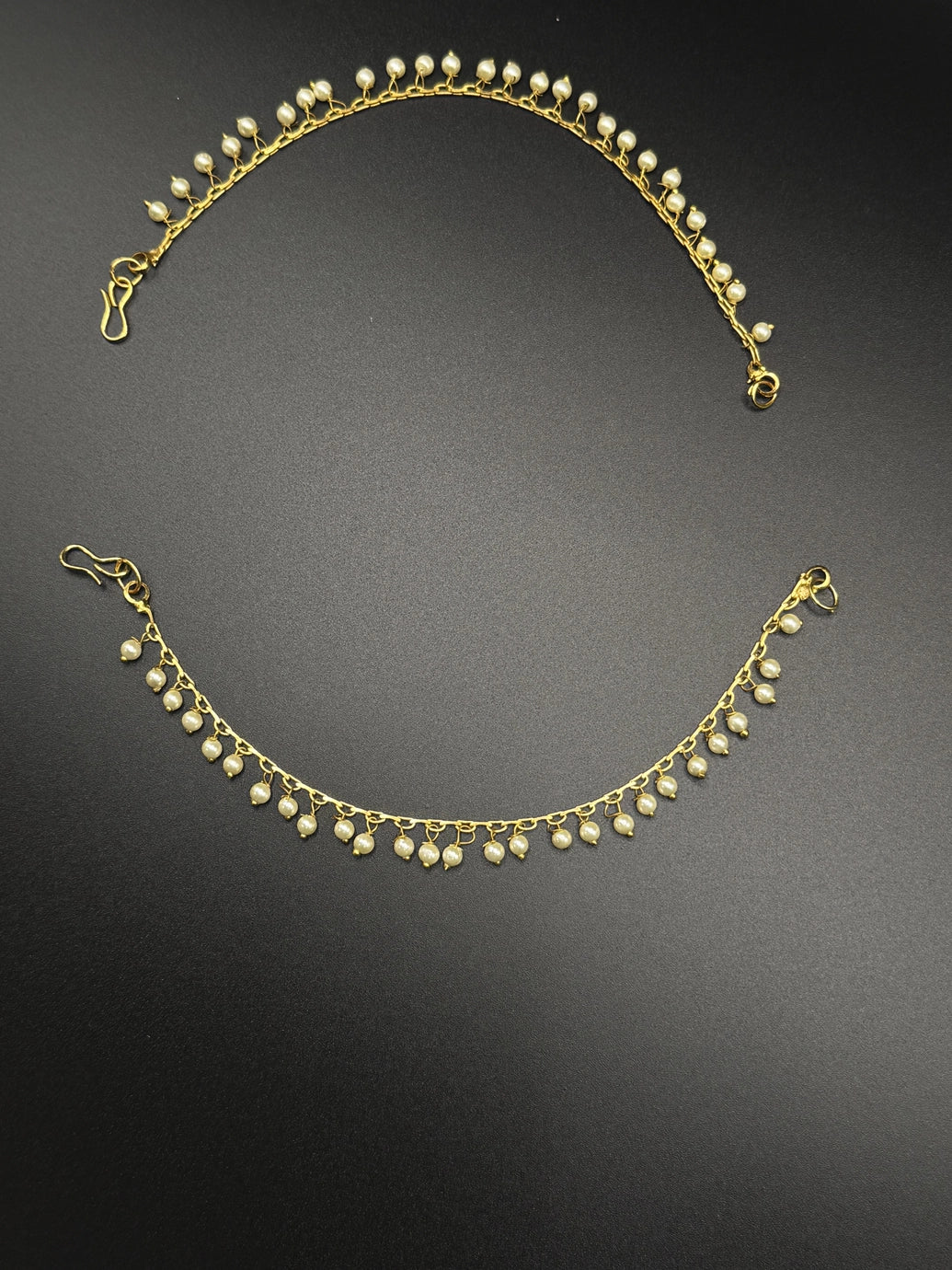 Gold-Tone Pearl Ear Chain (Maatal) for Bridal & Bharatanatyam - 6 inch Jewelry JCS Fashions