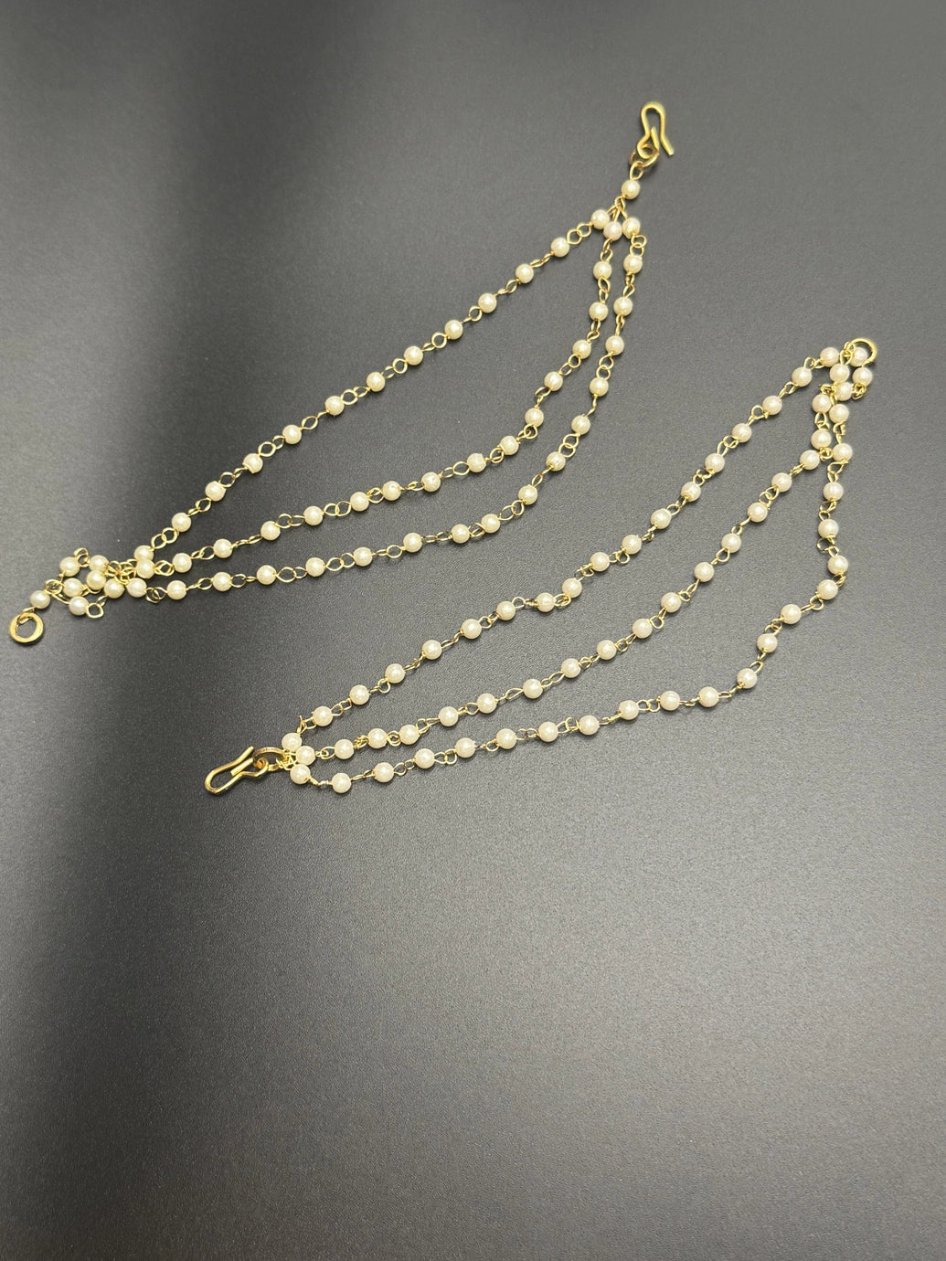 Traditional South Indian Pearl Maatal Ear Chain - 5.5 inch Jewelry JCS Fashions