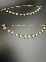 Gold-Plated Pearl Ear Chain Pair – Traditional Maatal Style-6 inch Jewelry JCS Fashions