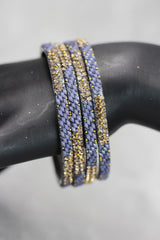 Multicolour Crystal Bangles Set with Gold-Tone Sparkle Bead Detailing for Festive Wear & Weddings - Gray