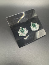 Lotus Design Crystal Stud Earrings for Women - 0.7 inch Jewelry JCS Fashions Green 0.7 inch