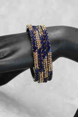 Multicolour Crystal Bead Bangles Set with Gold-Tone Sparkle for Festive & Wedding Wear - Navy Blue