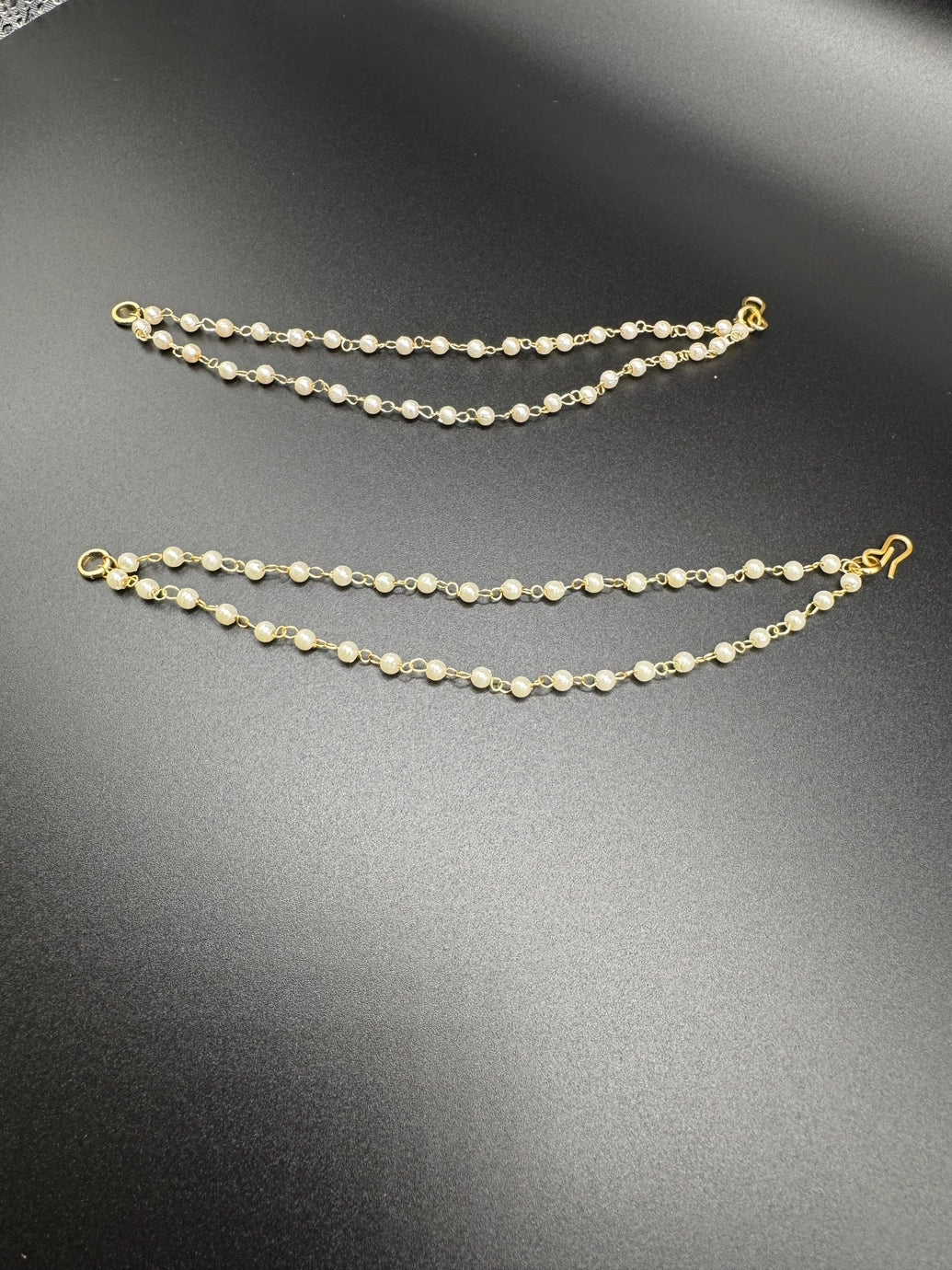 Pearl Maatal Ear Chain for Women - Double Strand Pearl Bead Ear Chain Jewelry JCS Fashions