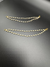 Pearl Maatal Ear Chain for Women - Double Strand Pearl Bead Ear Chain Jewelry JCS Fashions