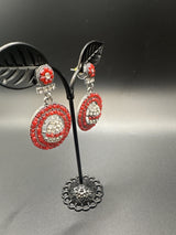 Gold-Tone Circular Stone Drop Earrings with Beads Jewelry JCS Fashions