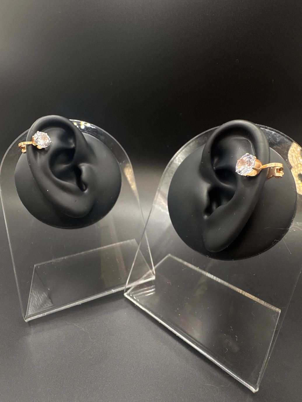 Rose Gold Oval Crystal Clip-On Stud Earrings – Non-Pierced Design