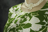 Green Floral Cotton 2-Piece Kurta Set with Elastic Waist Pant - Traditional Indian Kurti - Comfortable Everyday Wear