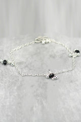 Traditional Silver-Plated South Indian Anklet with Black Beads, Foot Chain for Women