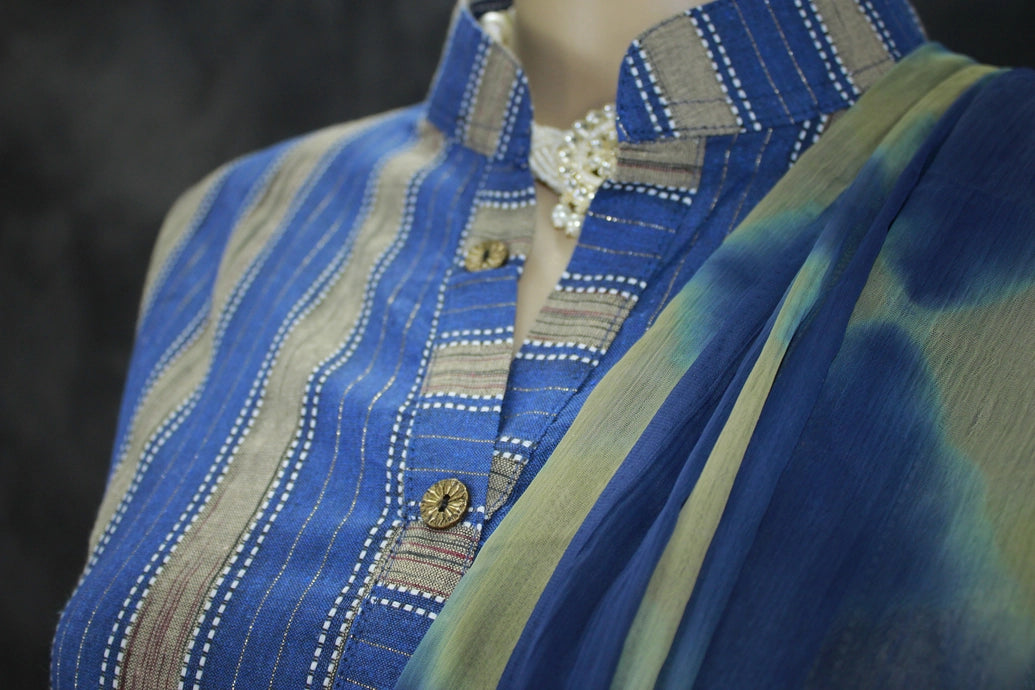 Elegant Blue Cotton Kurti Co-Ord Set with Pant and Dupatta
