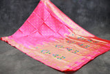 Bright Pink Paithani Pure Silk Saree with Zari Woven Peacock Pallu and Designer Border