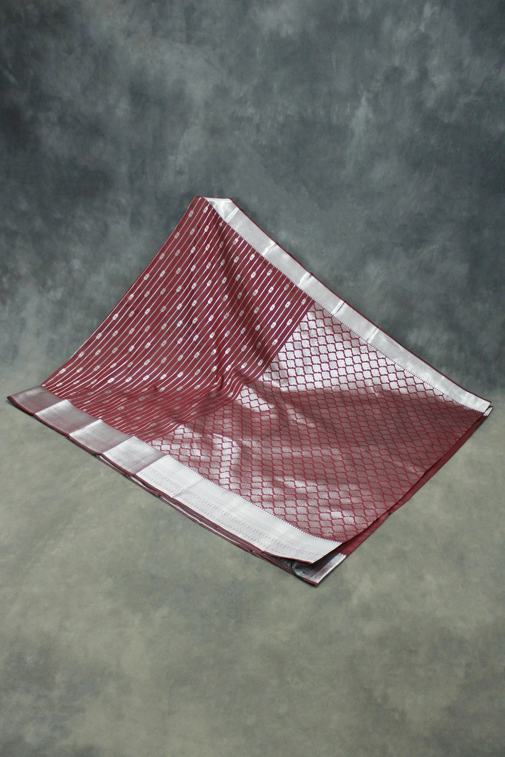 Bridal Vaira Oosi Soft Silk Saree with Silver Zari Border and Blouse, Brown Semi Silk Wedding Saree