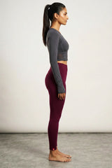 Maroon JCS Elite Ankle-Length Leggings with 4-Way - AI Model Photo 5