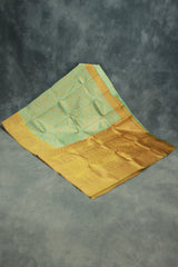 Pista Green Kubera Silk Saree with Pallakku Design Border and Blouse, Semi Silk Traditional Wear
