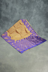 Golden Kubera Pattu Saree with Mango Design Border, Comes with Blouse