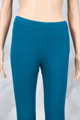 Petrol Blue Ankle Length 4-Way Lycra Leggings for Women, Smooth Silicon Wash Finish