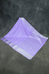 Lavender Bridal Vaira Oosi Soft Silk Saree with Silver Zari Border and Blouse