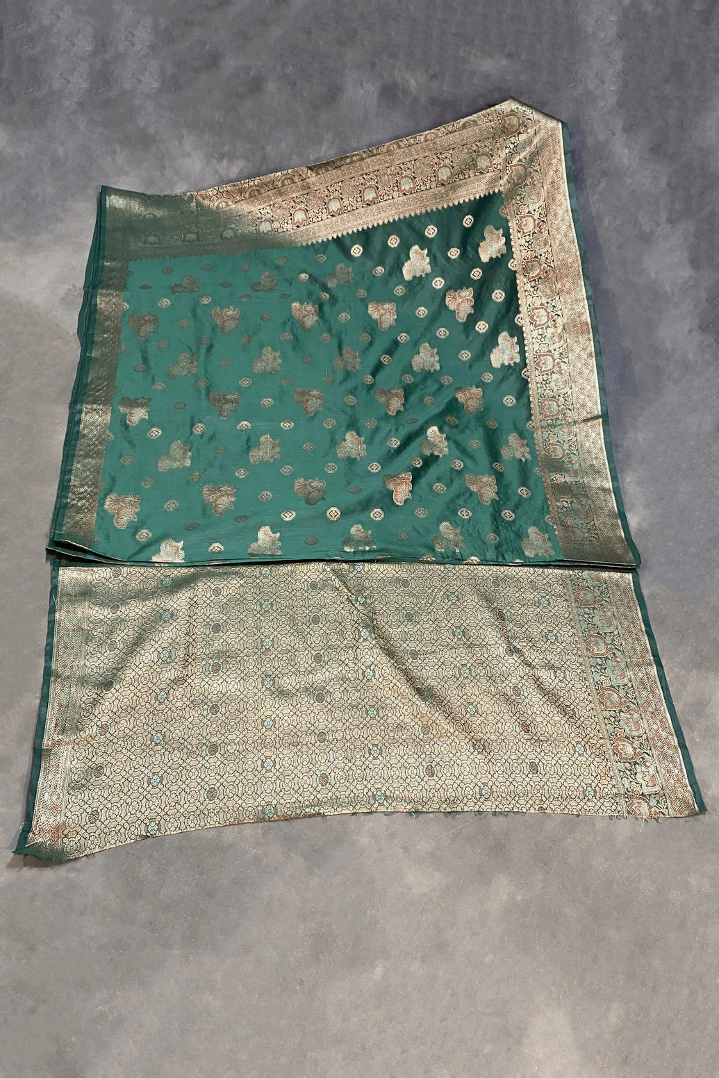 Dark Green Soft Silk Marathi Tadka Zari Floral Saree with Rich Pallu and Matching Blouse