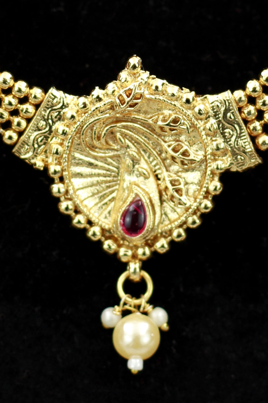 Gold-Tone Peacock Pendant Long & Short Necklace Set with Matching Earrings for Traditional Indian Wear