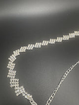 Silver-Tone Crystal Hip Chain with Zigzag Geometric Pattern - Adjustable Waist Hip Belt for Ethnic & Party Wear Jewelry JCS Fashions