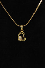 Gold-Tone Heart Pendant Necklace Set with Textured Chain for Women | Traditional Fashion Jewellery