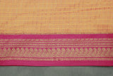 Kalyani Cotton Saree in Orange with Zari Checked & Zari Peacock Border and Blouse Piece