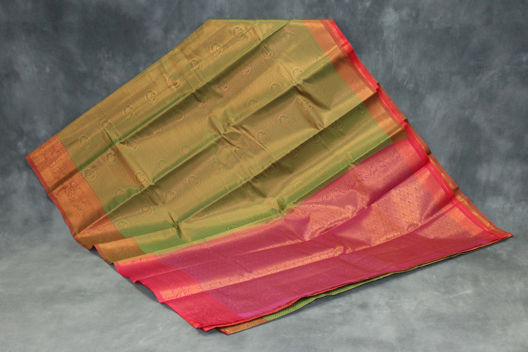 Mehendi Green Bridal Pattu Saree with Full Body Zari Work and Traditional Border