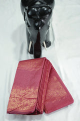 Brown Silk Cotton Saree with Zari Border, Borderless Design and Blouse Piece for Festive Wear