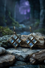 Aqua Blue Stone Gold-Tone Hook Earrings, Square Cluster Style for Women, Fashion Jewellery